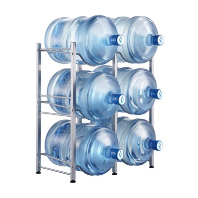VEVOR 3 Tiers Water Jug Holder, 5 Gallon Water Bottle Holder, Double Row Water Bottle Rack for 6 Bottles, Heavy Duty Water Jug Rack