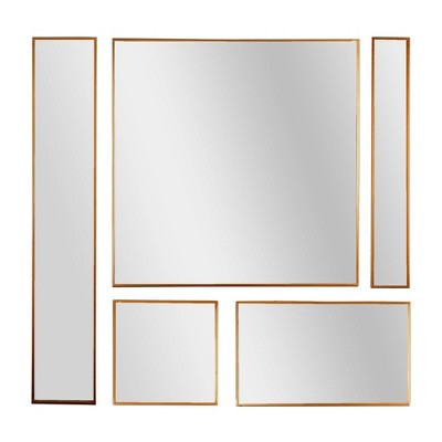 5pc Metal Framed Accent Mirror Set - Head West: Modern Decorative Wall Mounted, No Assembly Required