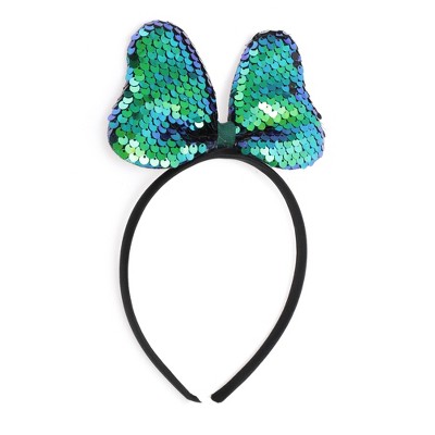 Unique Bargains Sequined Handmade Bow Headband for Halloween 1 Pc