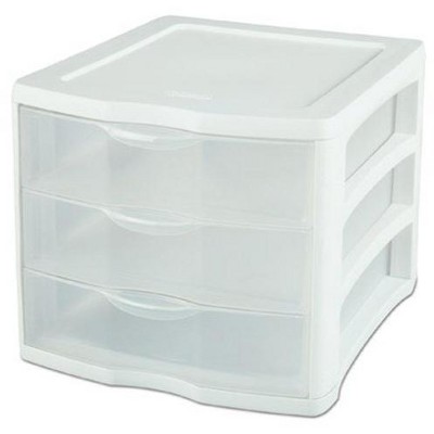 Sterilite 17918004 3 Drawer Storage Organizer, White