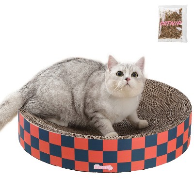 THE LICKER STORE Nelson Modern Cardboard Round Bowl Cat Scratcher with Catnip