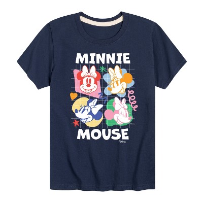 Boys' - Disney - Minnie Mouse Multicolored Grid Short Sleeve Graphic T-Shirt