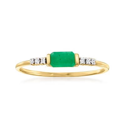 Pure Collection by Ross-Simons 0.20 Carat Emerald Ring With Diamond Accents in 14kt Yellow Gold