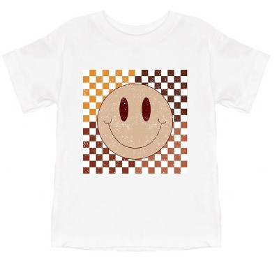 The Juniper Shop Fall Checkered Smiley Kids Short Sleeve Tee
