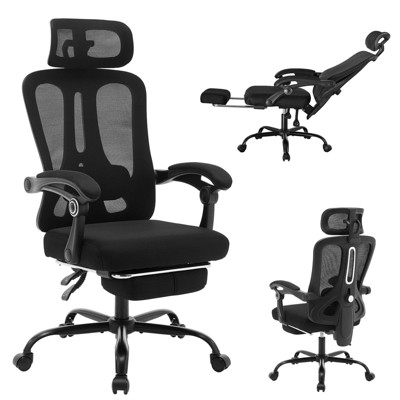 Ergonomic Office Chair,Swivel Task Chair with Adjustable Lumbar Support,Home Office Chair with Footrest,Mesh High Back Gaming Chair, Black