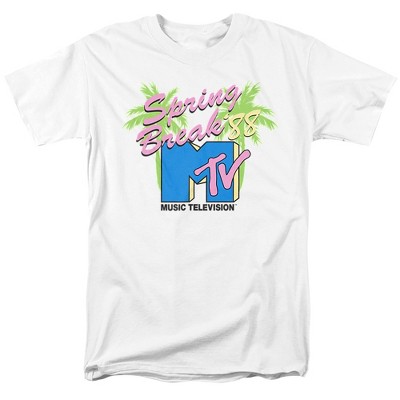 Mtv Spring Break Neon Palm Trees Adult T-Shirt White