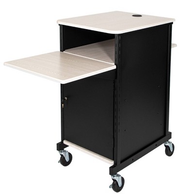Hampden Furnishings Jumbo Presentation Lecture Podium Cart Ivory Woodgrain/Black: Modern Steel Frame, Wood Surface Office Cabinet