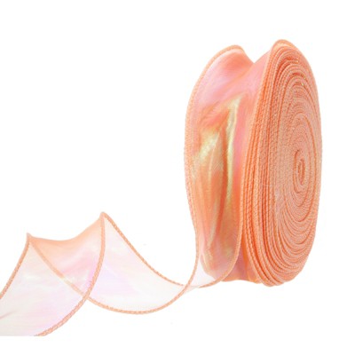 Unique Bargains Gift Wrapping Wide Sheer Wired Pastel Shimmer Iridescent Chiffon Ribbons 1 Pc