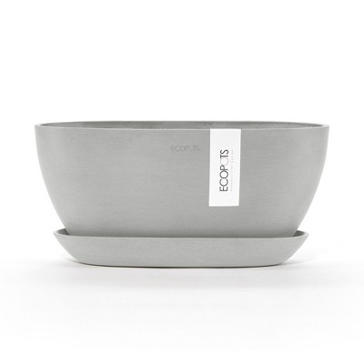 Ecopots Sofia Durable Modern Oval Indoor/Outdoor Recycled-Based Composite Flower Pot Planter w/ Water Reservoir