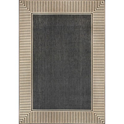 Nuloom Asha Striped Border Stain Resistant High Traffic Outdoor Area Rug