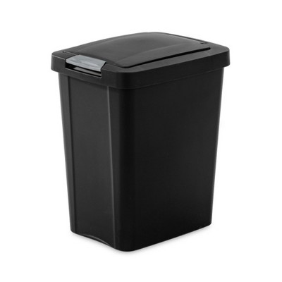 Sterilite Gallon TouchTop Narrow Plastic Wastebasket with Secure Titanium Latch for Kitchen, Bathroom, and Office Use
