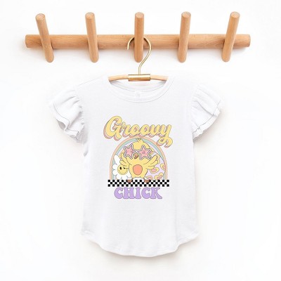 The Juniper Shop Groovy Easter Chick Toddler Flutter Sleeve Tee