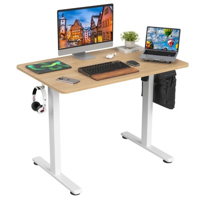 NicBex 40" Electric Height Adjustable Standing Desk,Sit Stand Computer Desk with Sturdy Steel Frame,Hooks,Home Office Desk with Splice Board,Natural