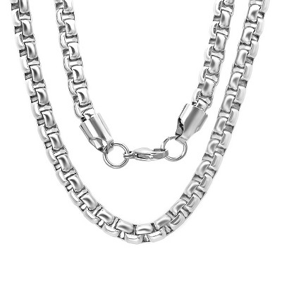 Steeltime Men's 24" box necklace chain. Color Options: Silver, Black