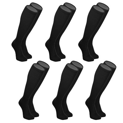 Mk Socks All Sport Knee High Baseball Football Tube Socks, Black (6 Pair Pack)