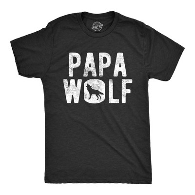 Mens Papa Wolf T Shirt Funny Camping Pack Fathers Day Graphic Novelty Tee - Crazy Dog Men's T Shirt Gift for Dad