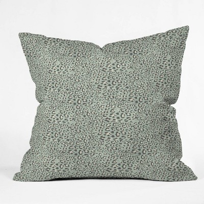 16"x16" Holli Zollinger Deco Leopard Throw Pillow Green - Deny Designs: Indoor Square Polyester, Zipper Closure