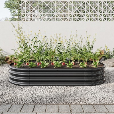 NAYSAYE Planter Raised Garden Bed Large Metal Planter for Plants Vegetables Flowers for Indoor Outdoor Garden, Black, 70.86"*35.43"*11.42"