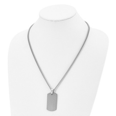 Chisel Tungsten Polished Dog Tag 22" Necklace