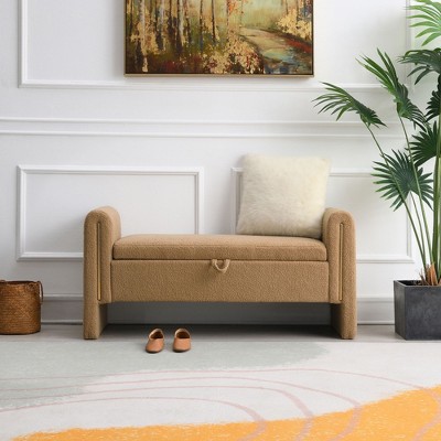 CAVINAS Shoe Bench with Storage, Storage Benches with Cushions, Shoe Rack Bench with Armrests for Bedroom, Entrance
