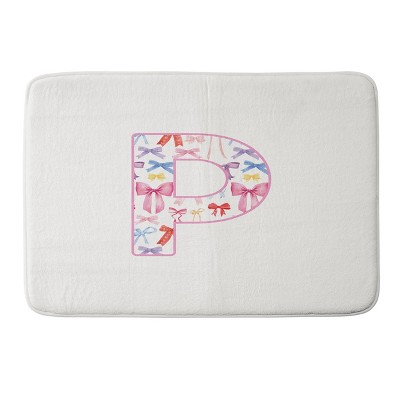 Deny Designs April Lane Art Fancy Bow Monogram Memory Foam Bath Mat
