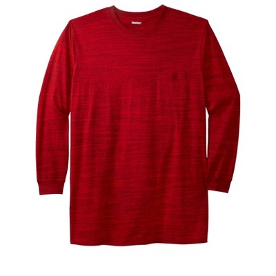 KingSize Shrink-Less Lightweight Longer-Length Long-Sleeve Crewneck Pocket Tee