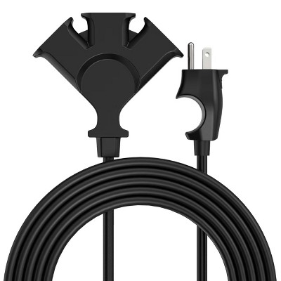Uncaged Ergonomics SureGrip Extension Cord, 3-Outlet Black Power Strip with Ergo Grip Plug, 8 Ft Grounded 16 AWG for Indoor/Outdoor Use
