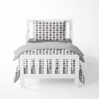 Bacati - Elephants White/Gray 4 pc Toddler Bedding Set