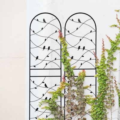 MAYEERTY 2 Pack Metal Garden Trellis 71 x 19.7 Inch Rustproof Climbing Plants Support Black Outdoor Flower