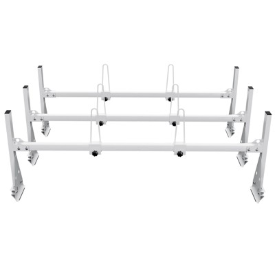 VEVOR Trailer Ladder Rack, 59" Adjustable Roof Rack, 3 Crossbars Van Roof Ladder Rack with Straps, 800 lbs Capacity Steel, White