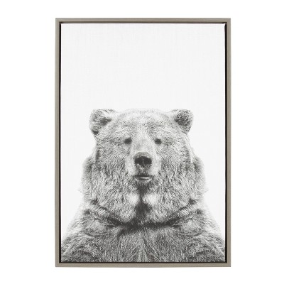 33" x 23" Sylvie Bear Animal Print And Portrait By Simon Te Tai Framed Wall Canvas - Kate & Laurel