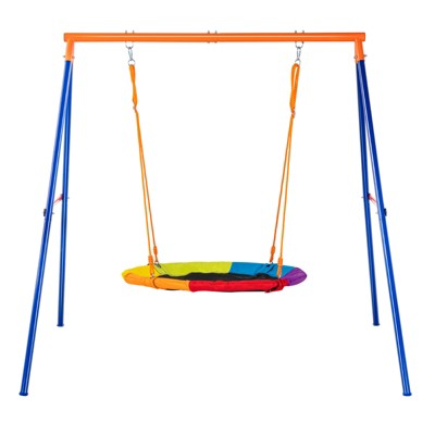 VEVOR Swing Sets for Backyard, 440lbs Load Capacity Swing Set, 40" Saucer Swing Seat with Heavy Duty A-Frame Metal Swing Stand and Adjustable Rope