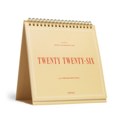 PAPIER Organized Days 12 Months 2026 7.08"x6.8" Dated Desk Calendar