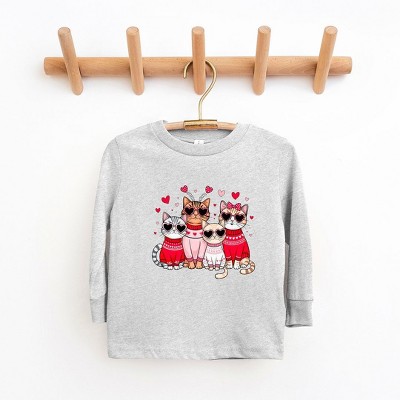 The Juniper Shop Valentine Kittens Toddler Long Sleeve Tee