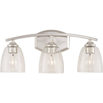 360 Lighting Richter Modern Wall Light Polished Nickel Hardwire 22" 3-Light Fixture Clear Glass Shade for Bedroom Bathroom Vanity Reading Living Room