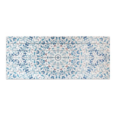 19" x 45" Ornate Pattern Print on Planked Wood Wall Sign Panel Blue - Gallery 57: UV Ink, Ready to Hang