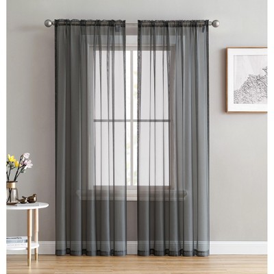 HLC.ME Sheer Voile Transparent Window Treatment Rod Pocket Curtain Panels - Set of 2