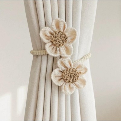 Tree City - Natural Woven Flower Braided Rope Curtain Tiebacks