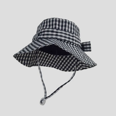 Anna-Kaci Women's Gingham Wide - Brim Sun Hat with Bow Chin Strap