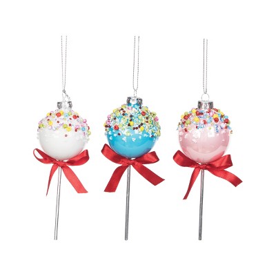 Gallerie II Blown Glass Cake Pop Ornament Assortments of 3