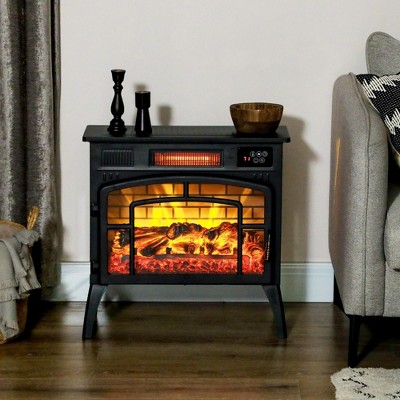 NAYSAYE Freestanding Indoor Fireplace Stove with Realistic Flame for Living Room or Bedroom, Black, 22.8"*9.6"*22.2"