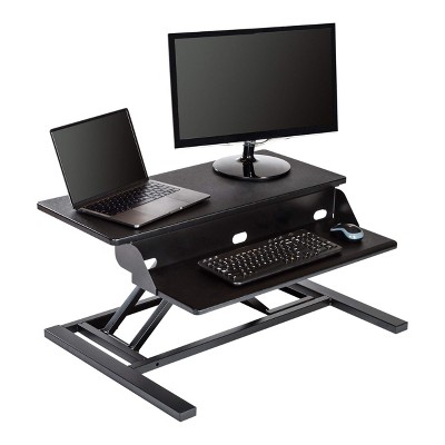 Stand Up Desk Store AirRise Pro Two Tier Standing Desk Converter Monitor Stand with Built-In Keyboard Tray (White, 32" Wide)