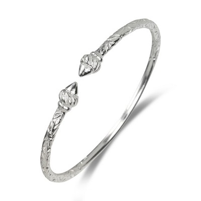 Better Jewelry, Ridged Arrow Taj Mahal .925 Sterling Silver West Indian Bangle, 1 piece