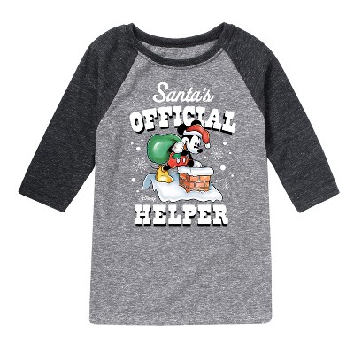 Boys' - Disney - Mickey Mouse Santas Official Helper Christmas Raglan Graphic T-Shirt