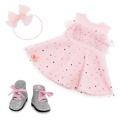Our Generation Pink & Colorful Confetti-Print Dress Outfit for 18'' Dolls