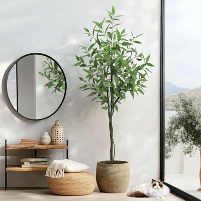 Artificial Tree Plant Eucalyptus Tree 6FT Tall, Modern Large Fake Plant Decor in Pot for Home Office Ideal Housewares Gift Decoration, Eucalyptus Tree