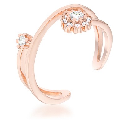 Slickblue Modern Rose Gold Wrap Ring with 0.25ct Round CZ, Prong Set, Classic Statement Jewelry, Sizes 5-10