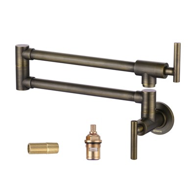 WOWOW Wall Mount Pot Filler Faucet with Double Joint Swing Arm