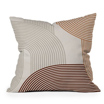 Iveta Abolina Mid Century Line Art Throw Pillow Brown - Deny Designs