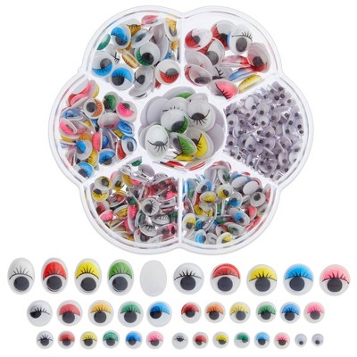 Genie Crafts 500 Pack Googly Eyes Self Adhesive for Crafts, Multi Colors and Sizes, Sticker Wiggle Eyes for DIY (3 Designs, 7 Sizes)